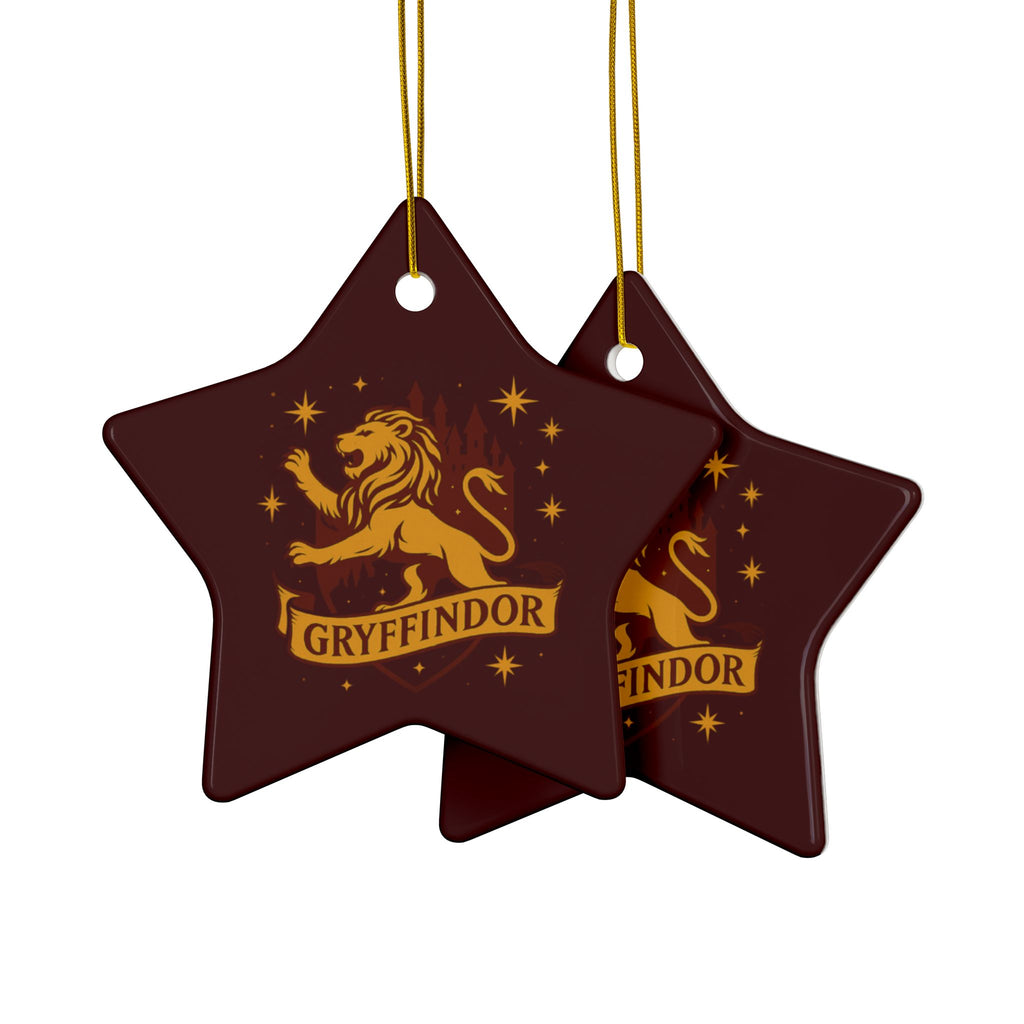 Gryffindor Lion Ceramic Ornament | Round Double-Sided Hogwarts House