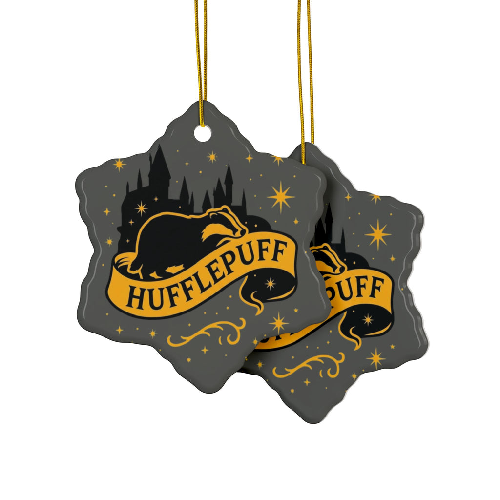Hufflepuff Badge Ceramic Ornament |Yellow & Black Harry Potter Christmas Decor | Loyal and True Gift