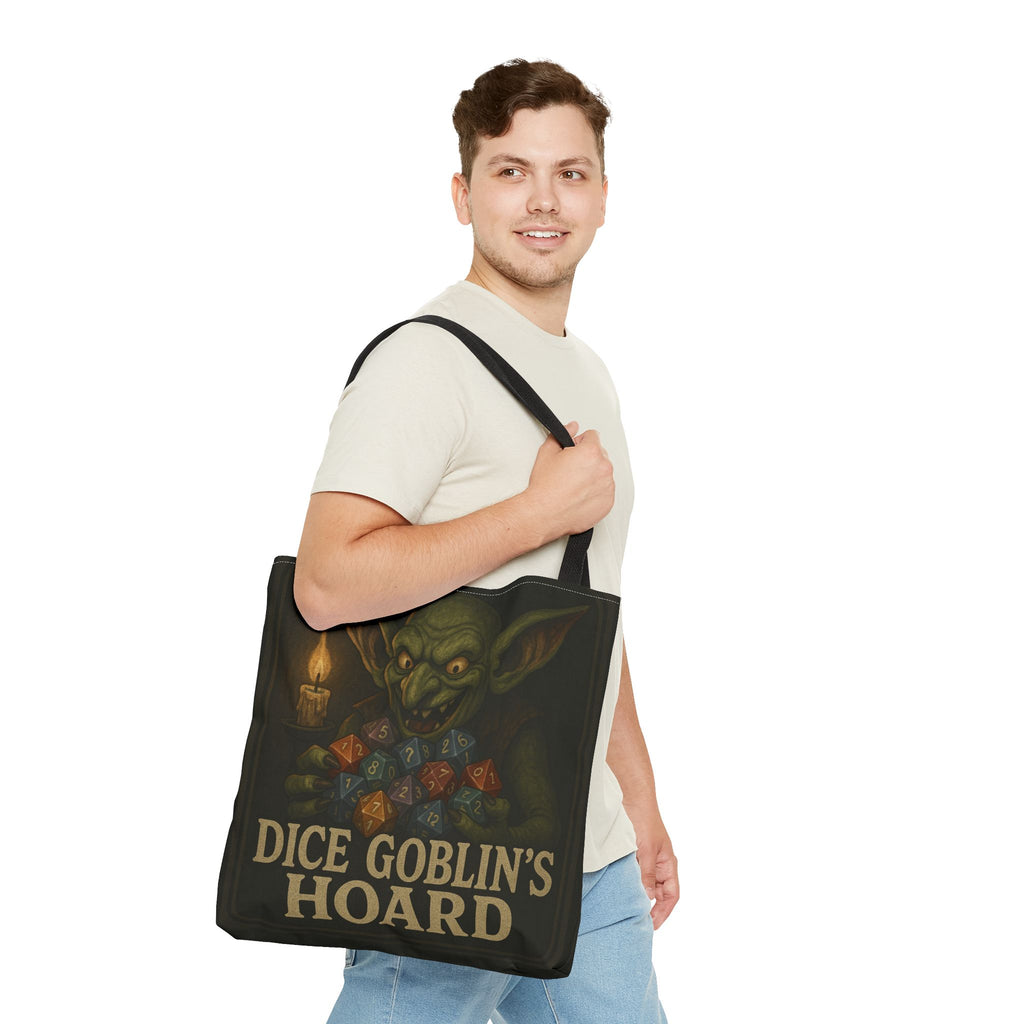 Dice Goblin's Hoard Tote Bag, Fantasy Tote, D&D Accessory, Gamer Gift, Bag for Dice, RPG Fan Tote, Geek Chic, Roleplaying Bag