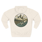 Mountain Adventure Three-Panel Fleece Hoodie, Passport to Adventure Design, Hiking Gift, Unisex Sizes S-3XL, Soft Comfort, Kangaroo Pocket,