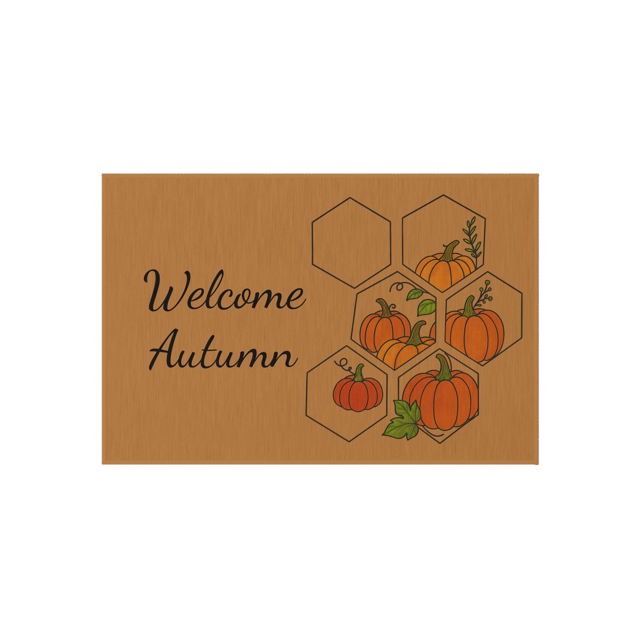 Autumn Welcome Outdoor Rug with Pumpkin Design | Fall Decor, Garden Mat, Patio Entryway, Harvest Party, Seasonal Home Accent