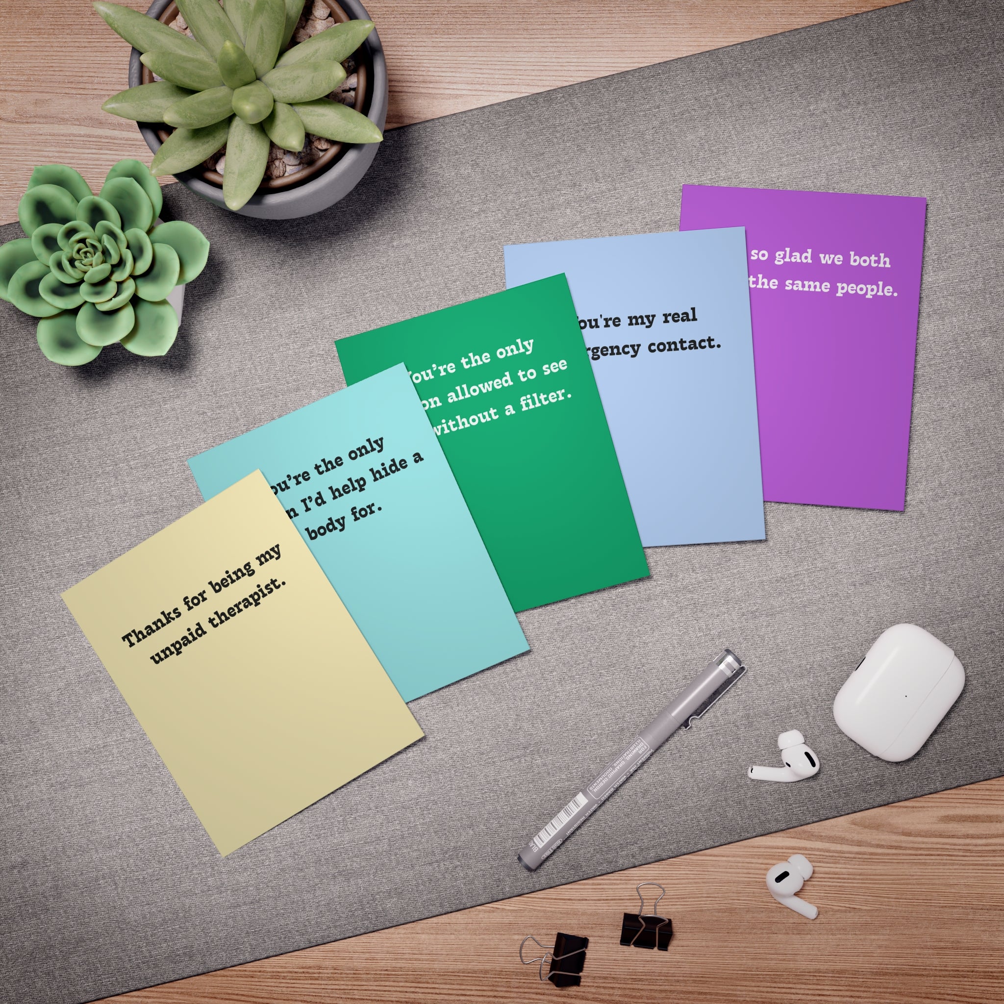Funny Sarcastic Greeting Cards — Silly Best Friend Card Set (5-Pack)