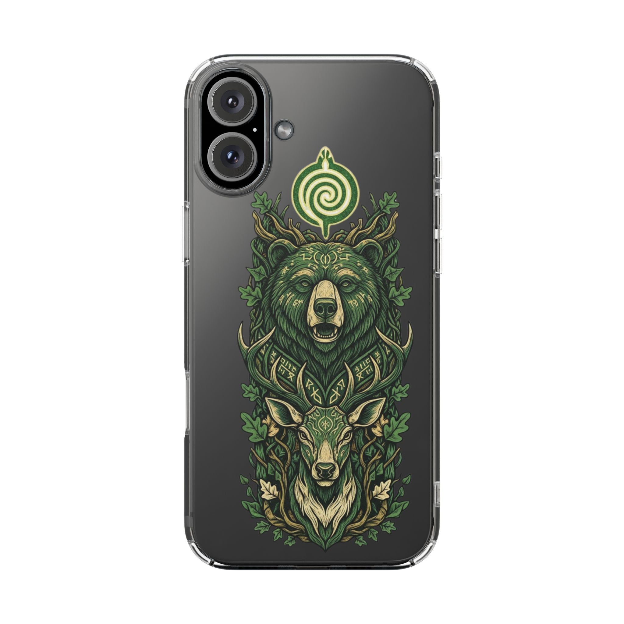 Phone Case — Forest Spirit Bear & Stag Clear Impact‑Resistant Case