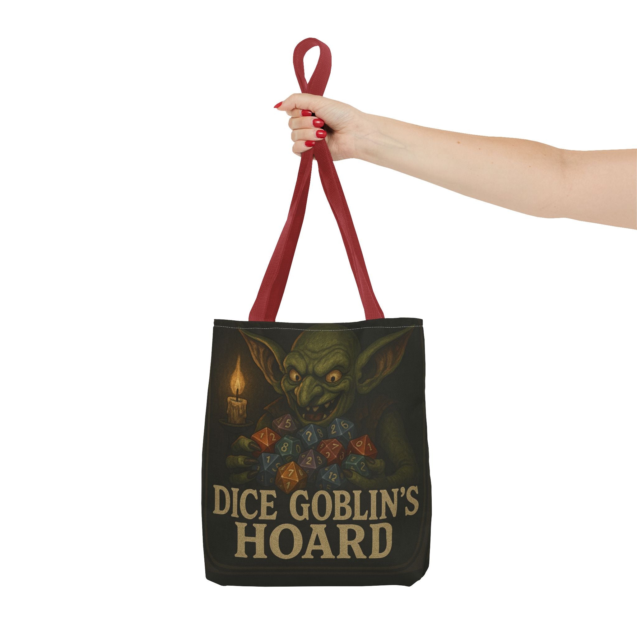 Dice Goblin's Hoard Tote Bag, Fantasy Tote, D&D Accessory, Gamer Gift, Bag for Dice, RPG Fan Tote, Geek Chic, Roleplaying Bag