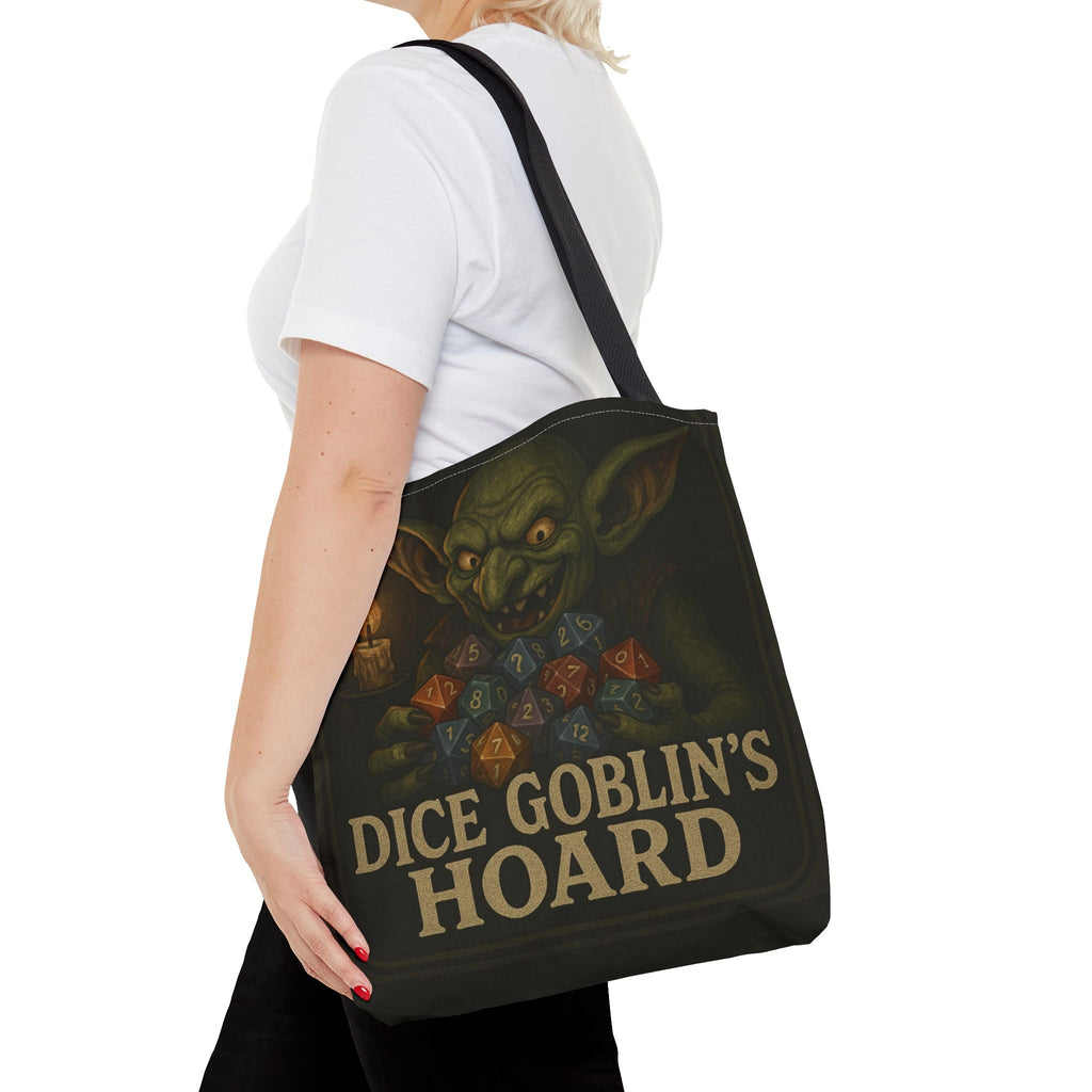 Dice Goblin's Hoard Tote Bag, Fantasy Tote, D&D Accessory, Gamer Gift, Bag for Dice, RPG Fan Tote, Geek Chic, Roleplaying Bag