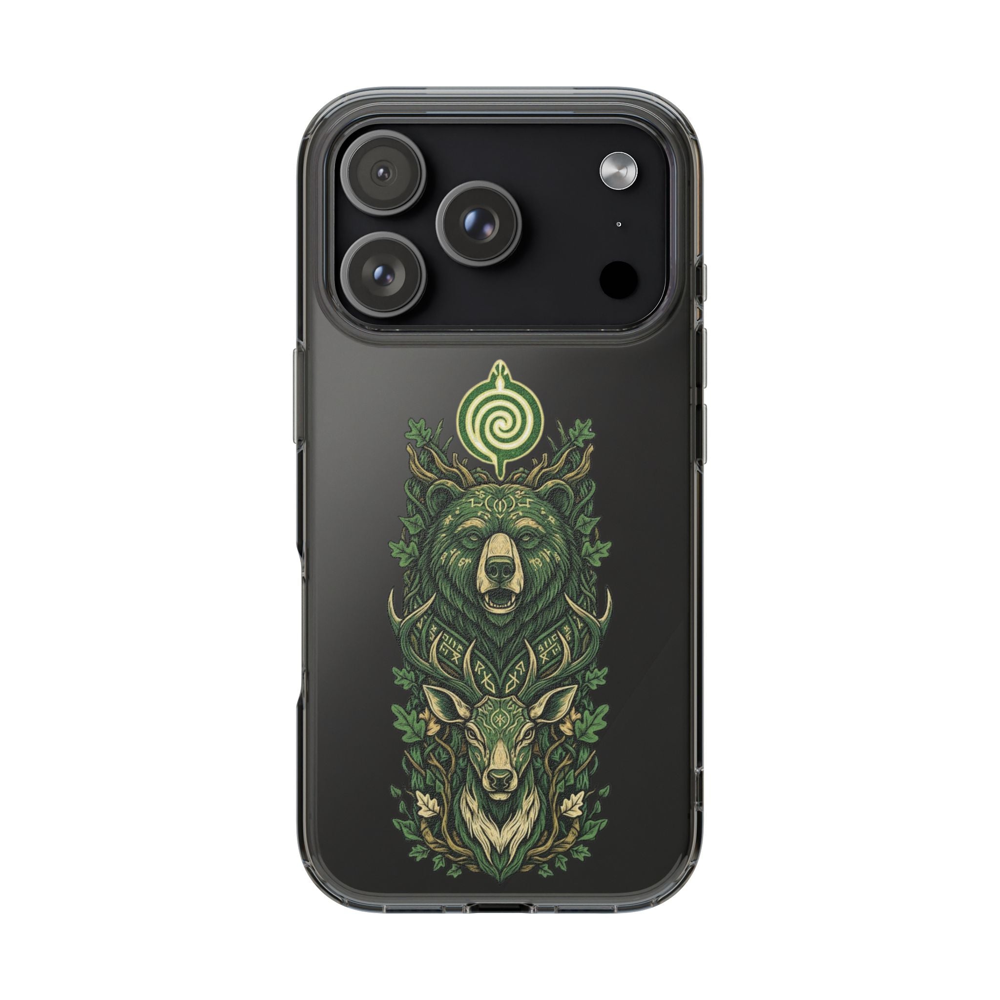 Phone Case — Forest Spirit Bear & Stag Clear Impact‑Resistant Case