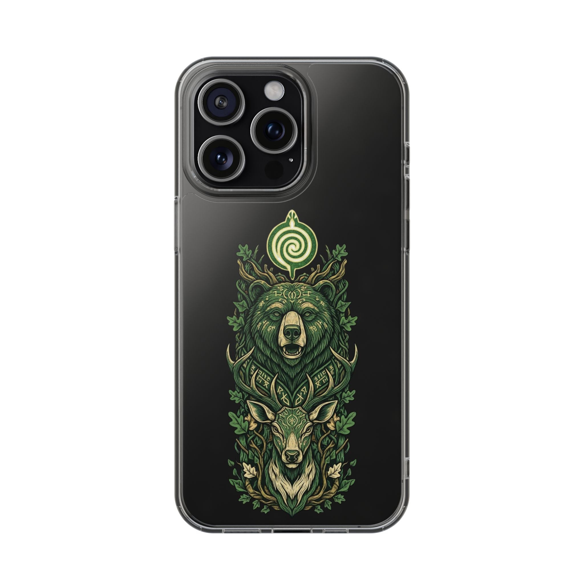 Phone Case — Forest Spirit Bear & Stag Clear Impact‑Resistant Case