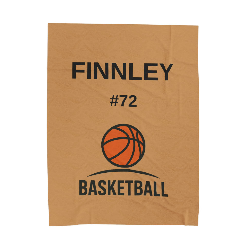 Personalized Basketball Velveteen Plush Blanket, Cozy Sports Throw, Custom Name Blanket, Gift for Athletes, Team Spirit Decor