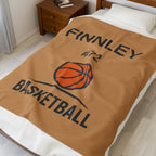 Personalized Basketball Velveteen Plush Blanket, Cozy Sports Throw, Custom Name Blanket, Gift for Athletes, Team Spirit Decor