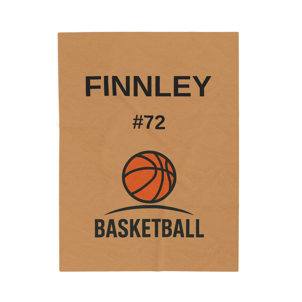 Personalized Basketball Velveteen Plush Blanket, Cozy Sports Throw, Custom Name Blanket, Gift for Athletes, Team Spirit Decor