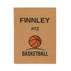 Personalized Basketball Velveteen Plush Blanket, Cozy Sports Throw, Custom Name Blanket, Gift for Athletes, Team Spirit Decor