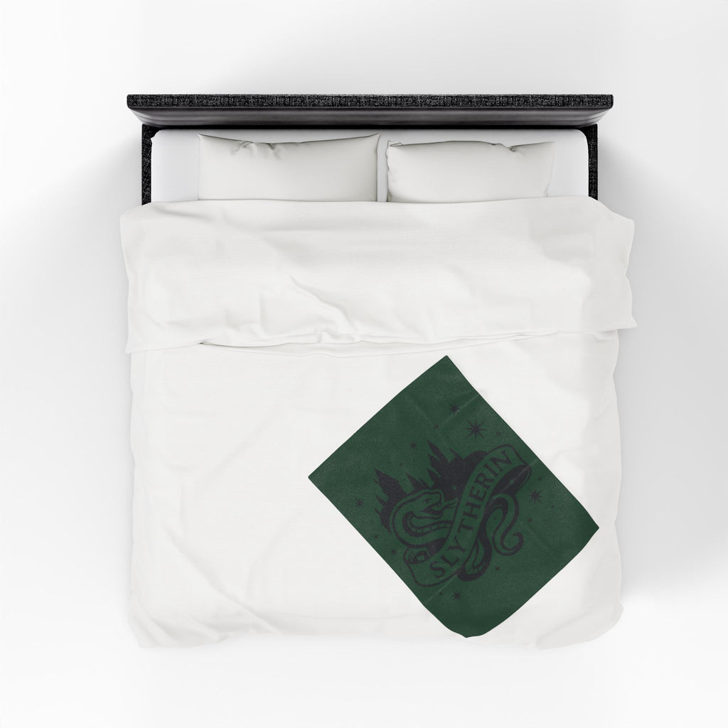 Slytherin Crest Inspired Velveteen Plush Blanket