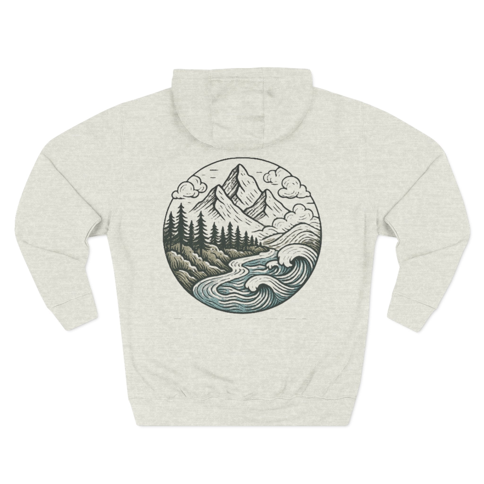 Mountain Adventure Three-Panel Fleece Hoodie, Passport to Adventure Design, Hiking Gift, Unisex Sizes S-3XL, Soft Comfort, Kangaroo Pocket,