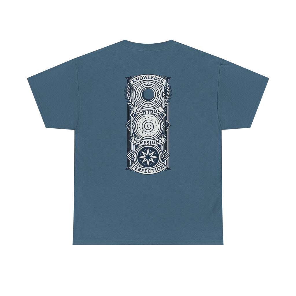 Blue Mana Emblem T-Shirt — Knowledge • Control • Foresight • Perfection