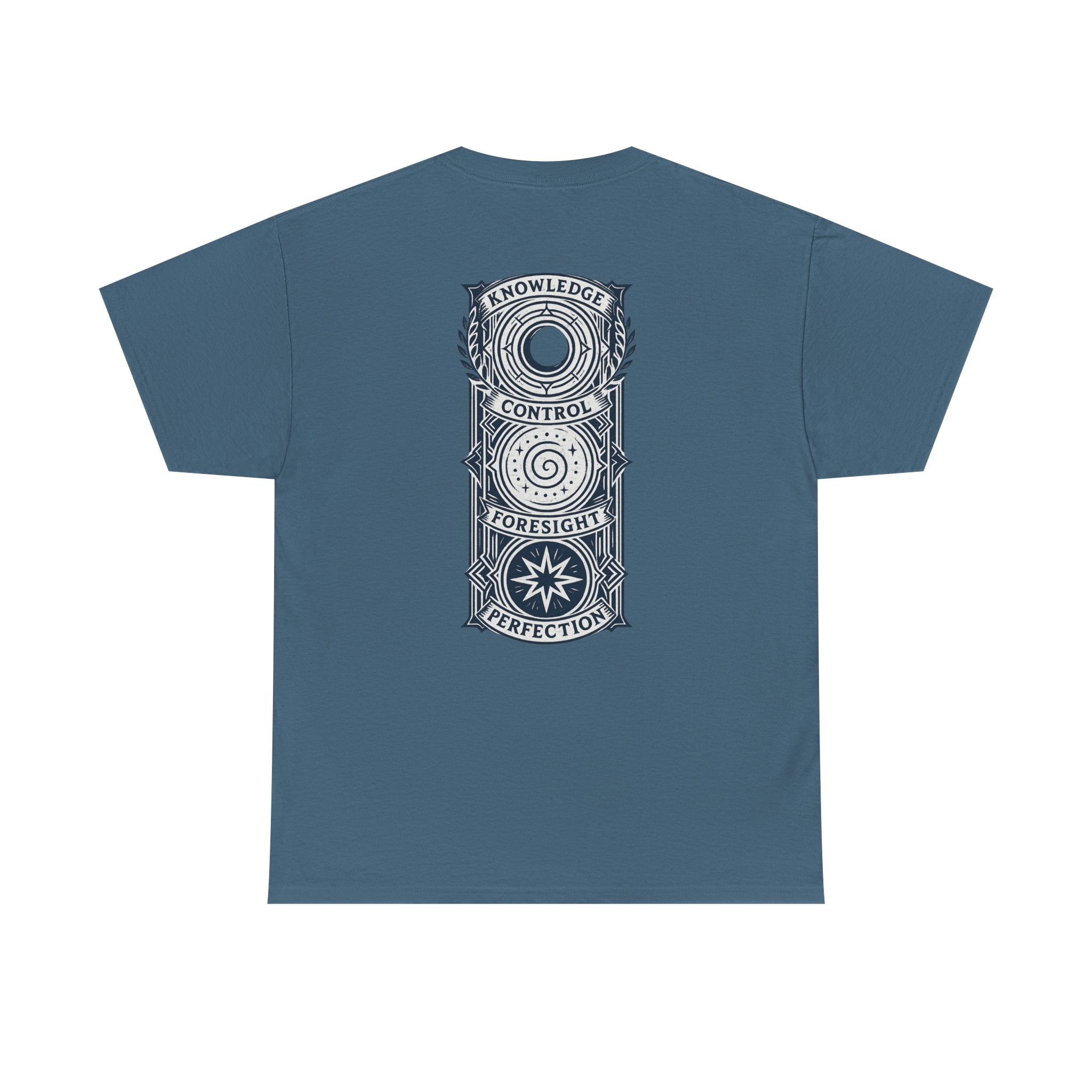 Blue Mana Emblem T-Shirt — Knowledge • Control • Foresight • Perfection