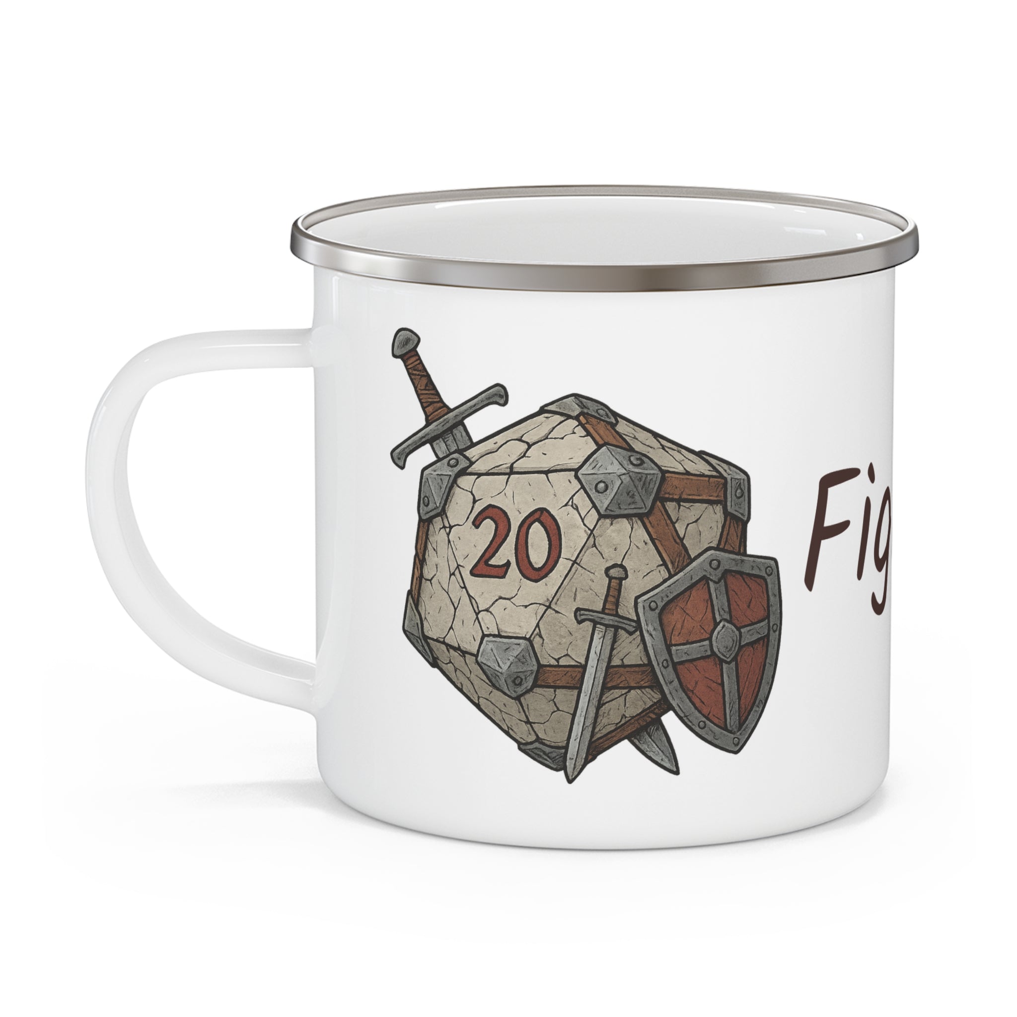 Fighter D20 Enamel Mug — Fighter’s Resolve