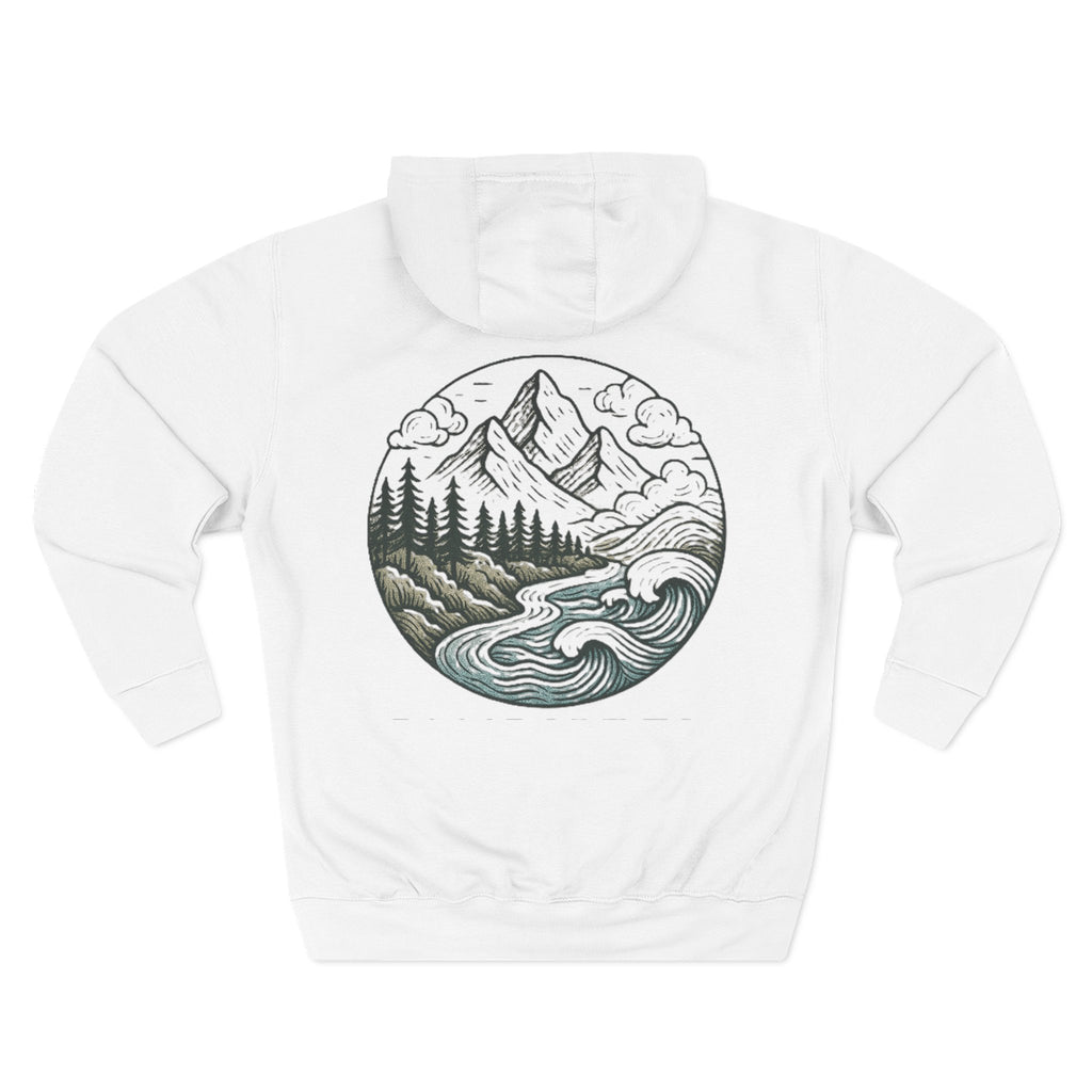 Mountain Adventure Three-Panel Fleece Hoodie, Passport to Adventure Design, Hiking Gift, Unisex Sizes S-3XL, Soft Comfort, Kangaroo Pocket,