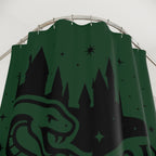 Slytherin Shower Curtain | Snake House Bathroom Decor | Wizarding World Bath | Green and Black | Ambition & Cunning Gift | Castle Silhouette