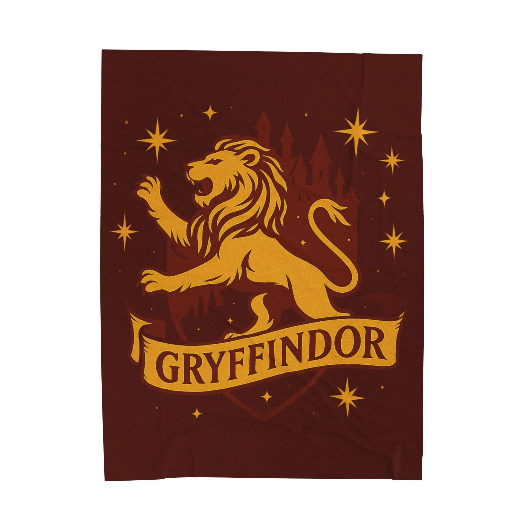 Gryffindor Velveteen Plush Blanket | Hogwarts House Throw | Harry Potter Inspired Lion Bedding | Warm Red & Gold Gift | Soft Fleece Decor