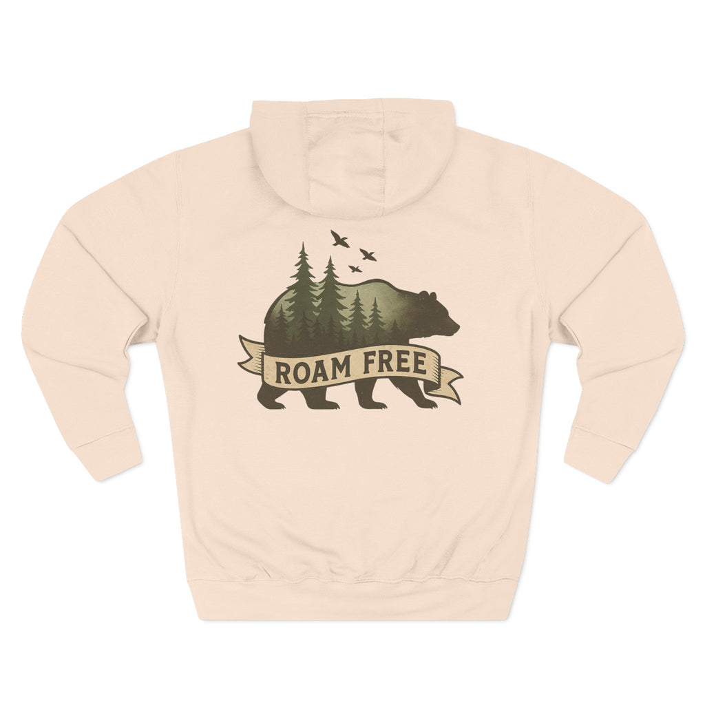 Bear Graphic Fleece Hoodie, Unisex Outdoor Adventure Sweatshirt, Wilderness Cabin Camping Gift, Nature Lover Hiking Apparel, Cozy Mountain