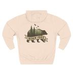 Bear Graphic Fleece Hoodie, Unisex Outdoor Adventure Sweatshirt, Wilderness Cabin Camping Gift, Nature Lover Hiking Apparel, Cozy Mountain