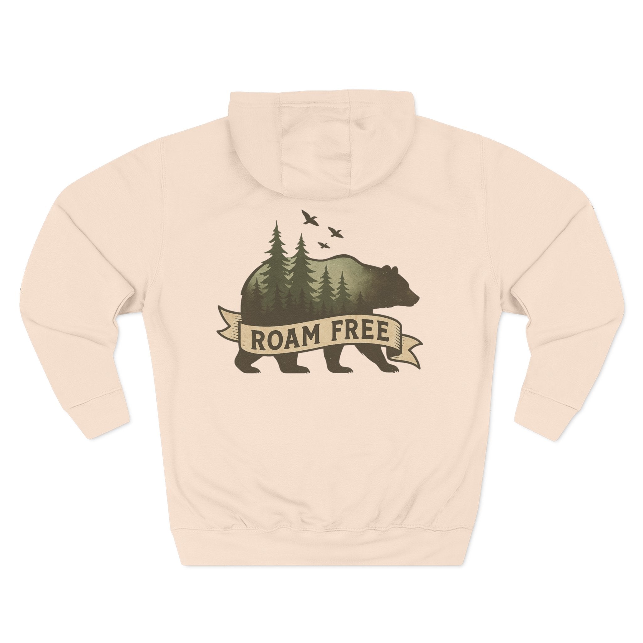 Bear Graphic Fleece Hoodie, Unisex Outdoor Adventure Sweatshirt, Wilderness Cabin Camping Gift, Nature Lover Hiking Apparel, Cozy Mountain