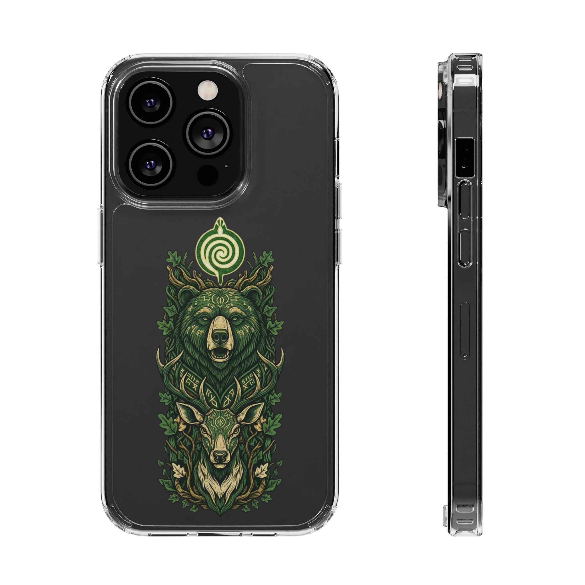 Phone Case — Forest Spirit Bear & Stag Clear Impact‑Resistant Case