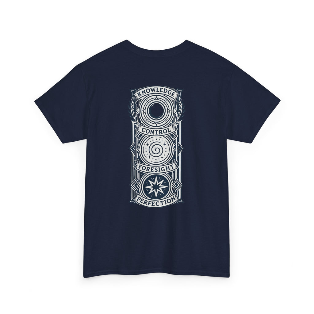 Blue Mana Emblem T-Shirt — Knowledge • Control • Foresight • Perfection