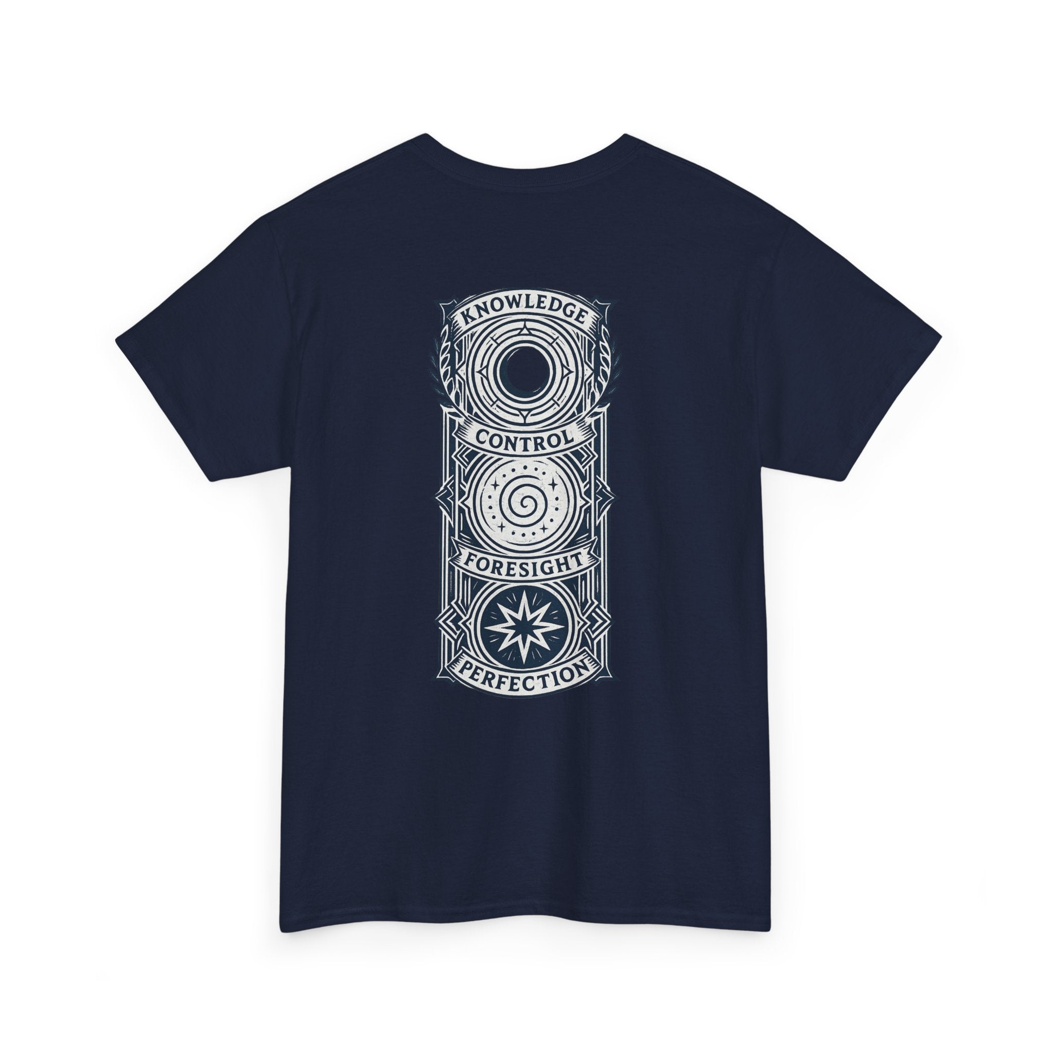 Blue Mana Emblem T-Shirt — Knowledge • Control • Foresight • Perfection