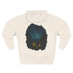 Three-Panel Fleece Hoodie - Cozy Campfire Nights Camping Sweater, Hiking Adventure Pullover, Wilderness Mountain Camper Gift