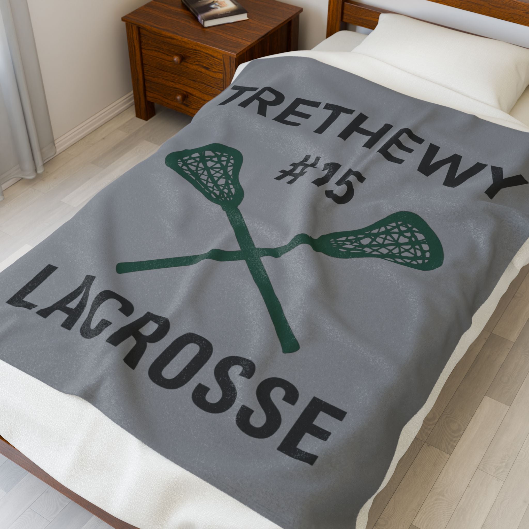 Personalized Lacrosse Velveteen Plush Blanket, Sports Gift, Teen Room Decor, Custom Throw for Athletes, Graduation Present