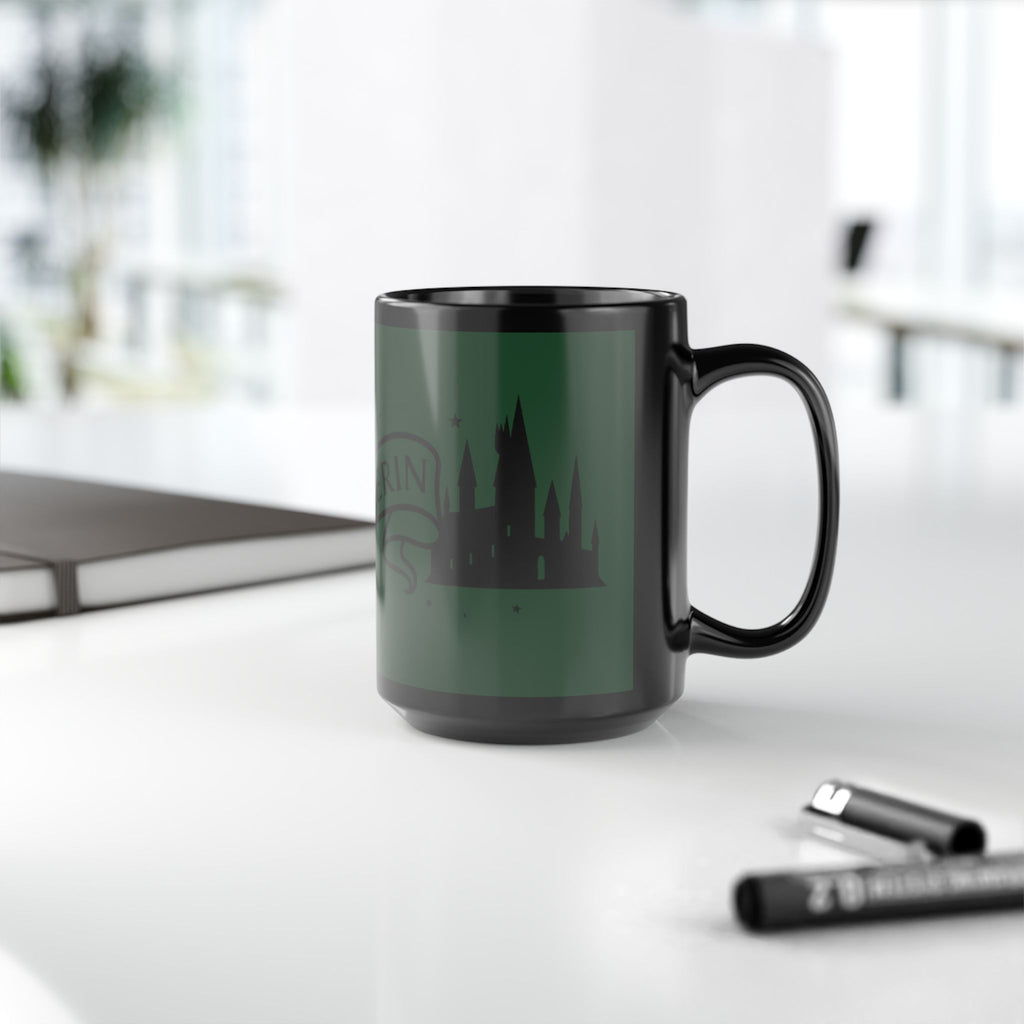 Slytherin Snake Inspired Castle Mug, Black Ceramic Coffee Cup