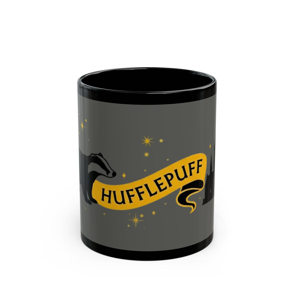Hufflepuff Inspired Badger Mug | Black Ceramic Coffee Cup
