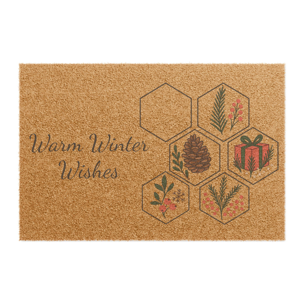 Warm Winter Wishes Doormat| Holiday Front Porch Decor| Christmas Welcome Mat| Rustic Winter Entry Rug | Gift for Homeowners, Christmas Gift