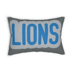 Lions Throw Pillow - Blue & Silver Football Fan Cushion, Game Day Home Décor, Sports Gift