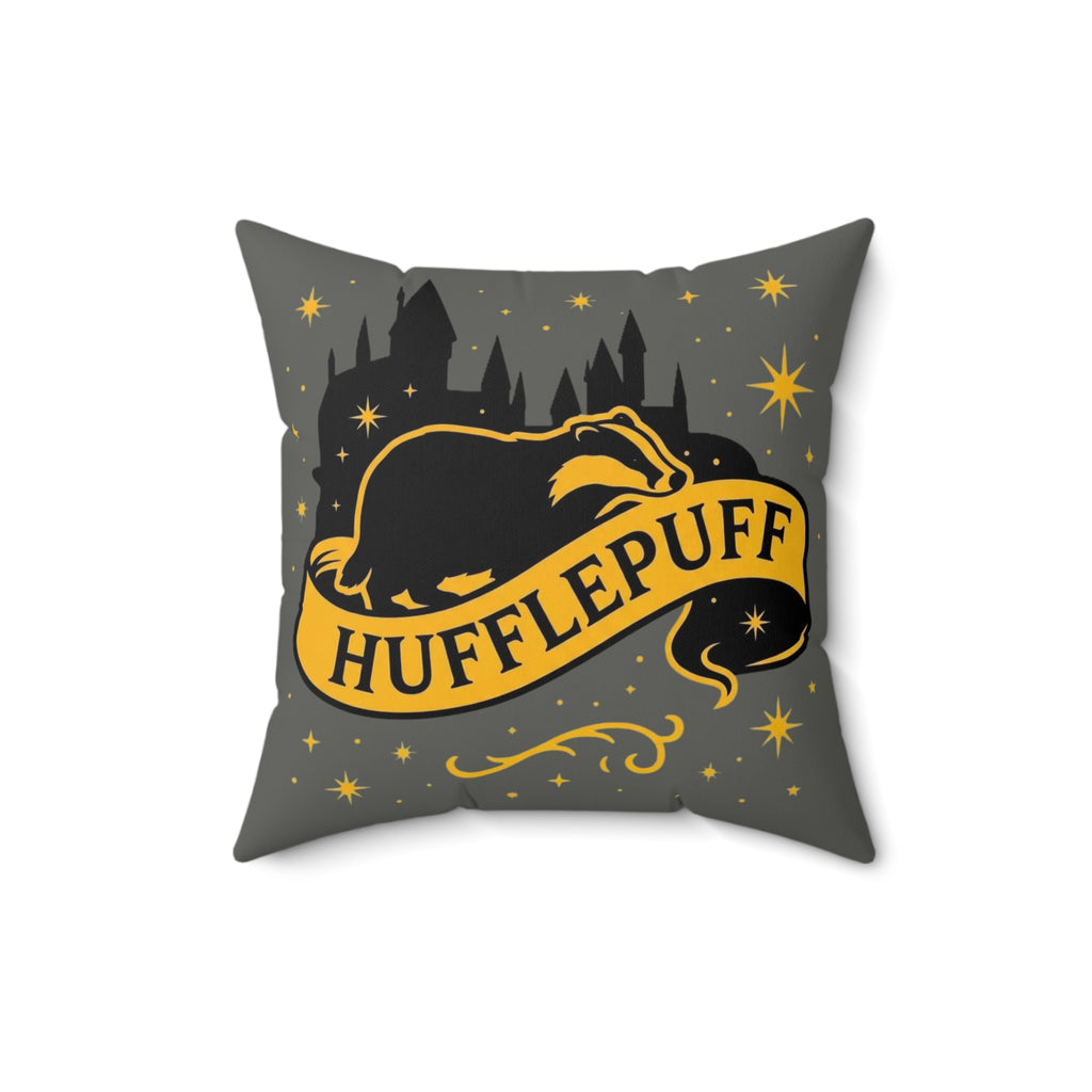 Hufflepuff Throw Pillow | Hogwarts House Decor | Harry Potter Inspired Badger Cushion | Magic School Gift | House Crest Throw Pillow