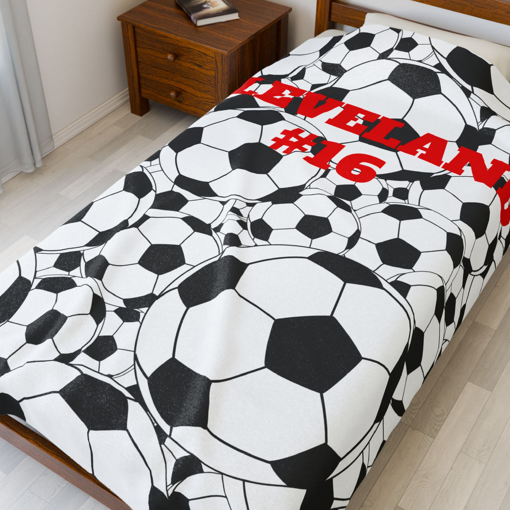 Personalized Sports Throw for Players, Parents, and Fans, Last Name and Jersey Number Customizable, Team Gift Idea, Soccer Blanket