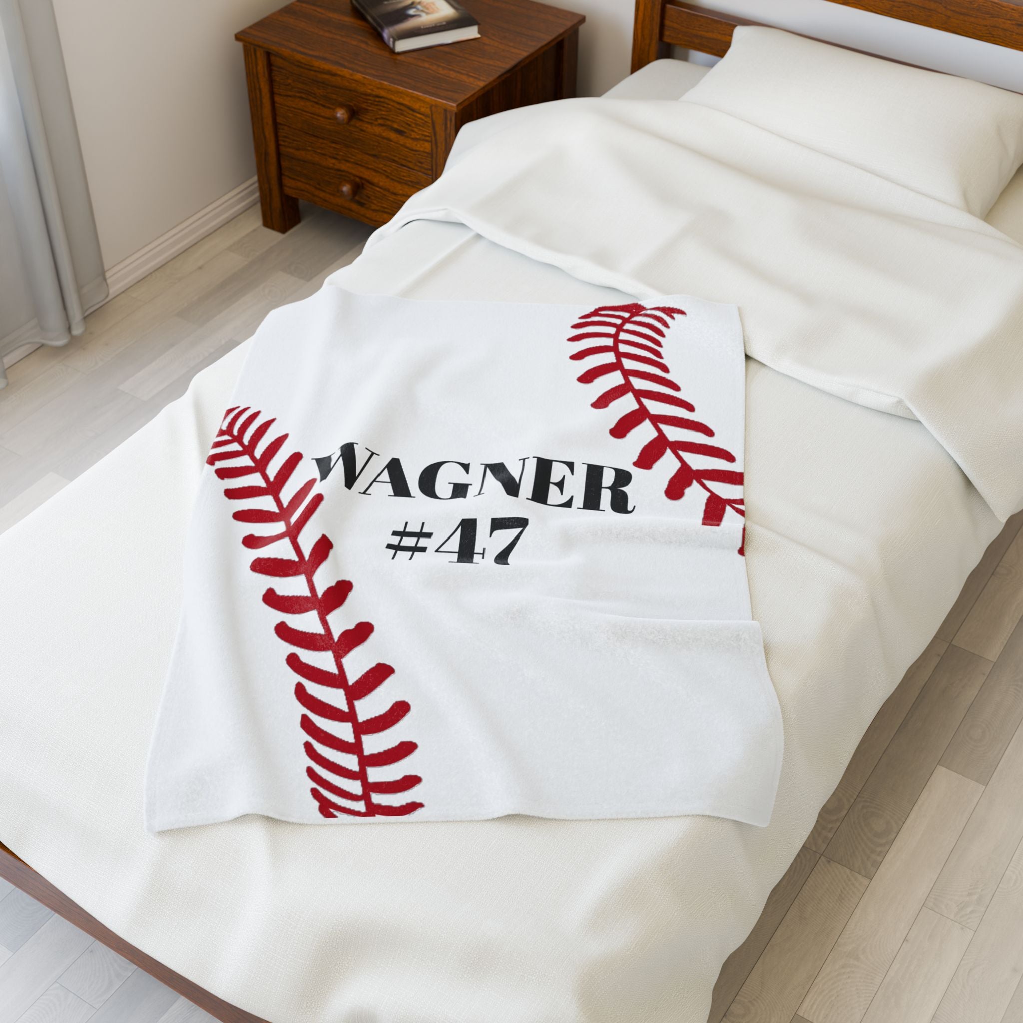Personalized Baseball Player Last Name Number Gift, Custom Sports Blanket, Team Fan Coach Gift, Baseball Player gift