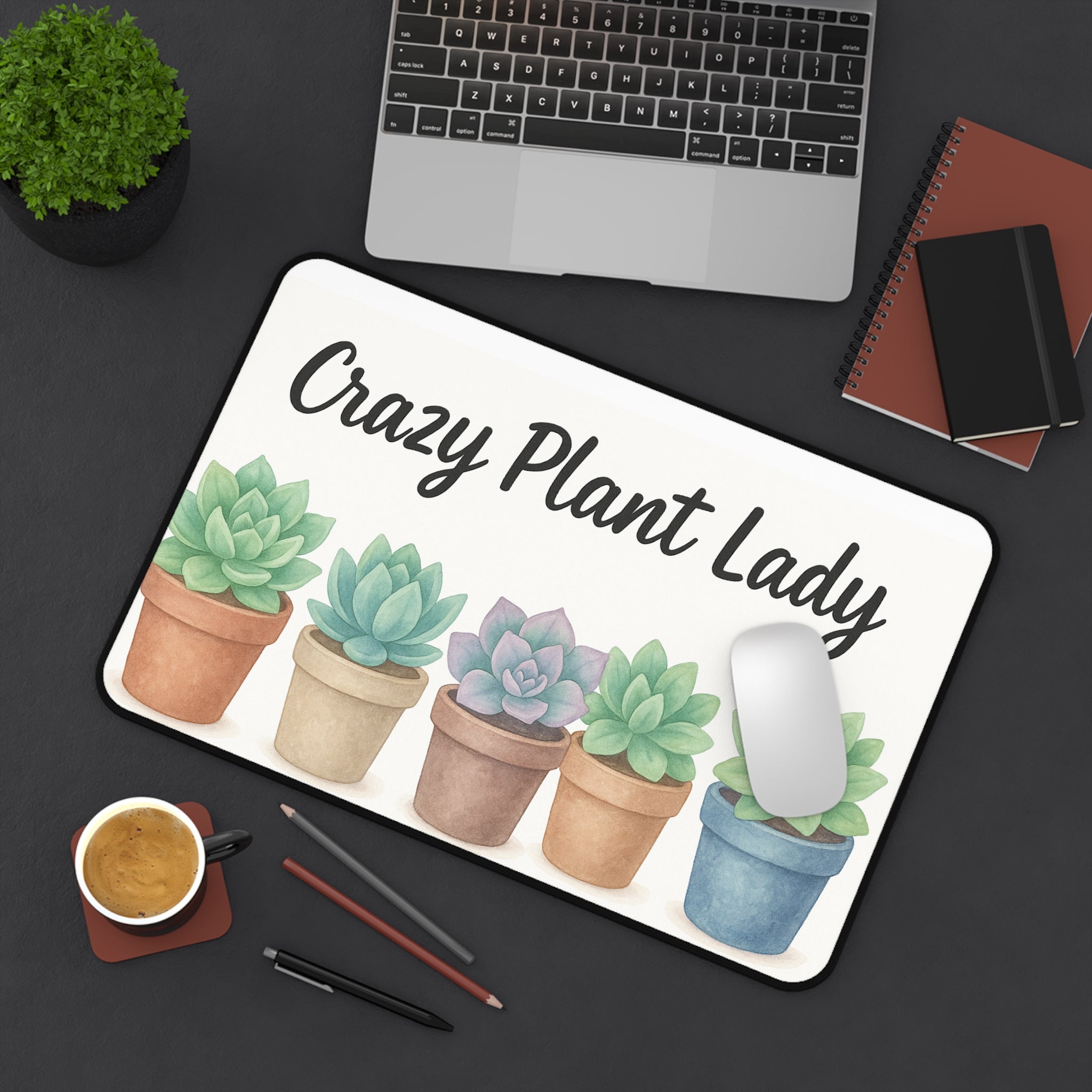 Crazy Plant Lady Desk Mat | Large Mouse Pad | Succulent Office Decor | Plant Lover Gift | Work From Home Accessory
