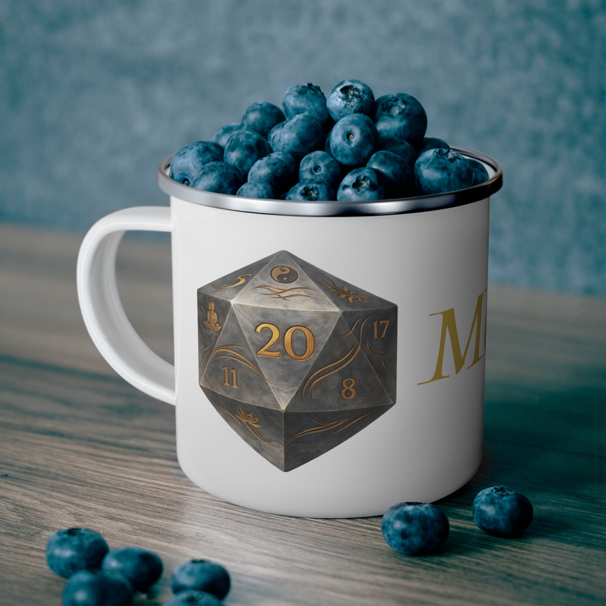 Monk D20 Enamel Mug — Way of Shadow