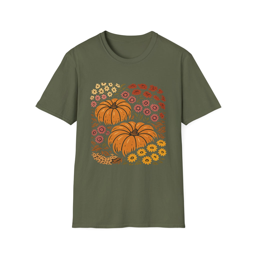 Fall Garden Pumpkin Floral Shirt