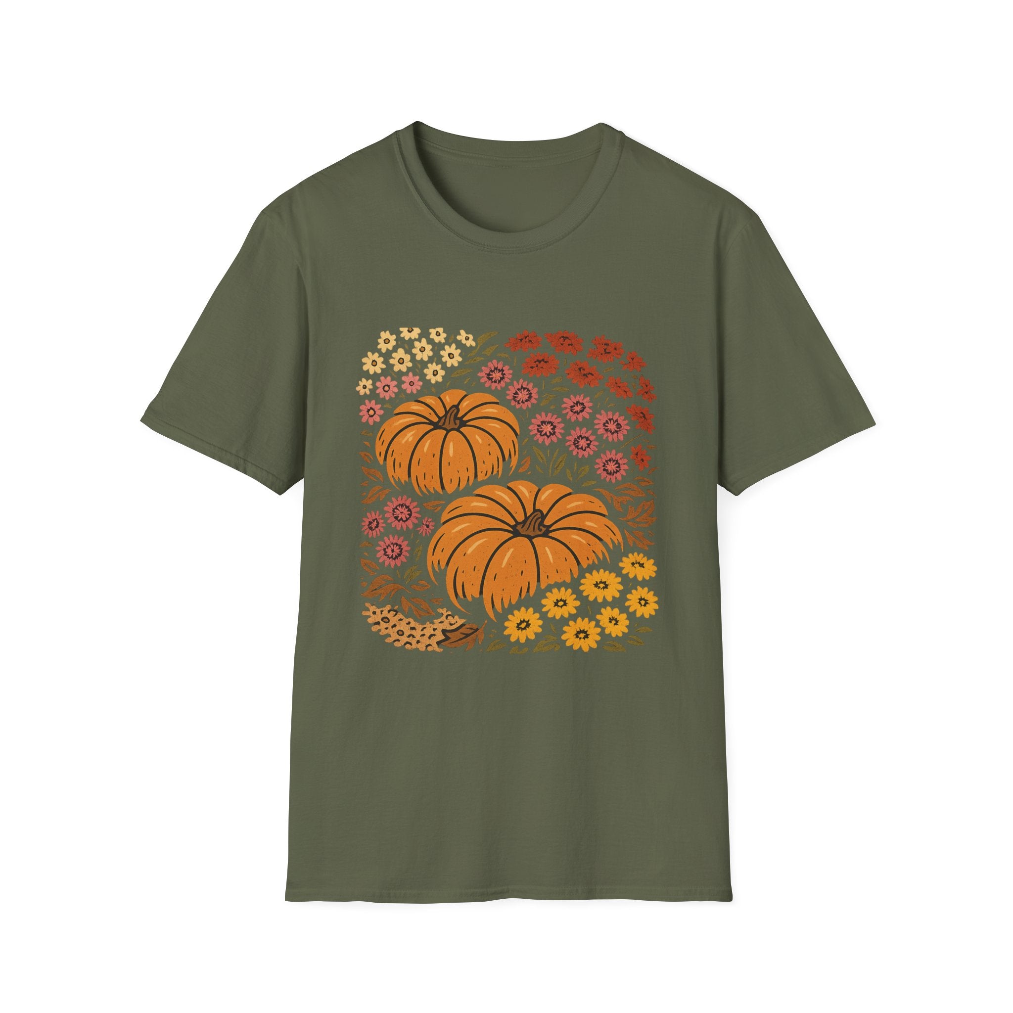 Fall Garden Pumpkin Floral Shirt