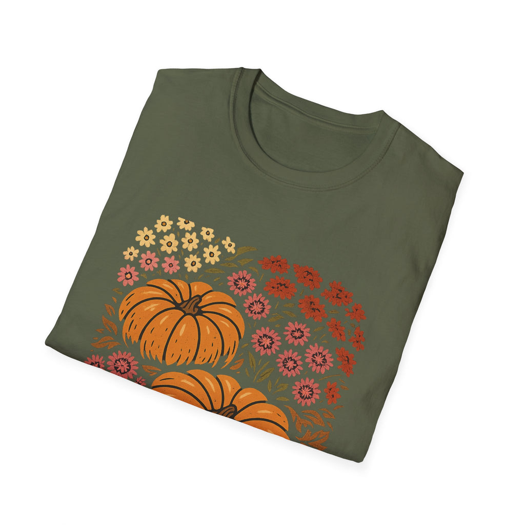 Fall Garden Pumpkin Floral Shirt
