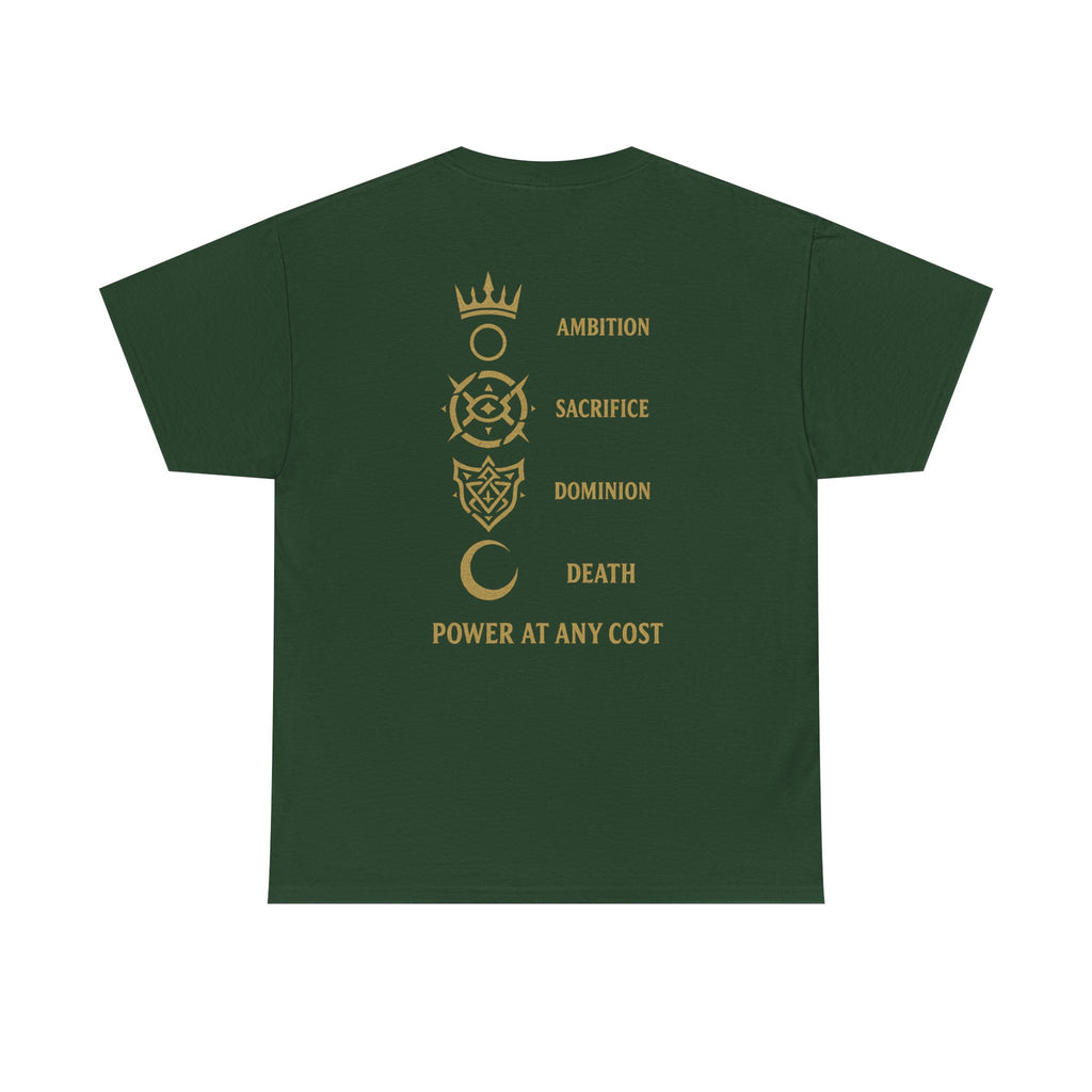 Black Mana Emblem T-Shirt — Ambition • Sacrifice • Dominion • Death