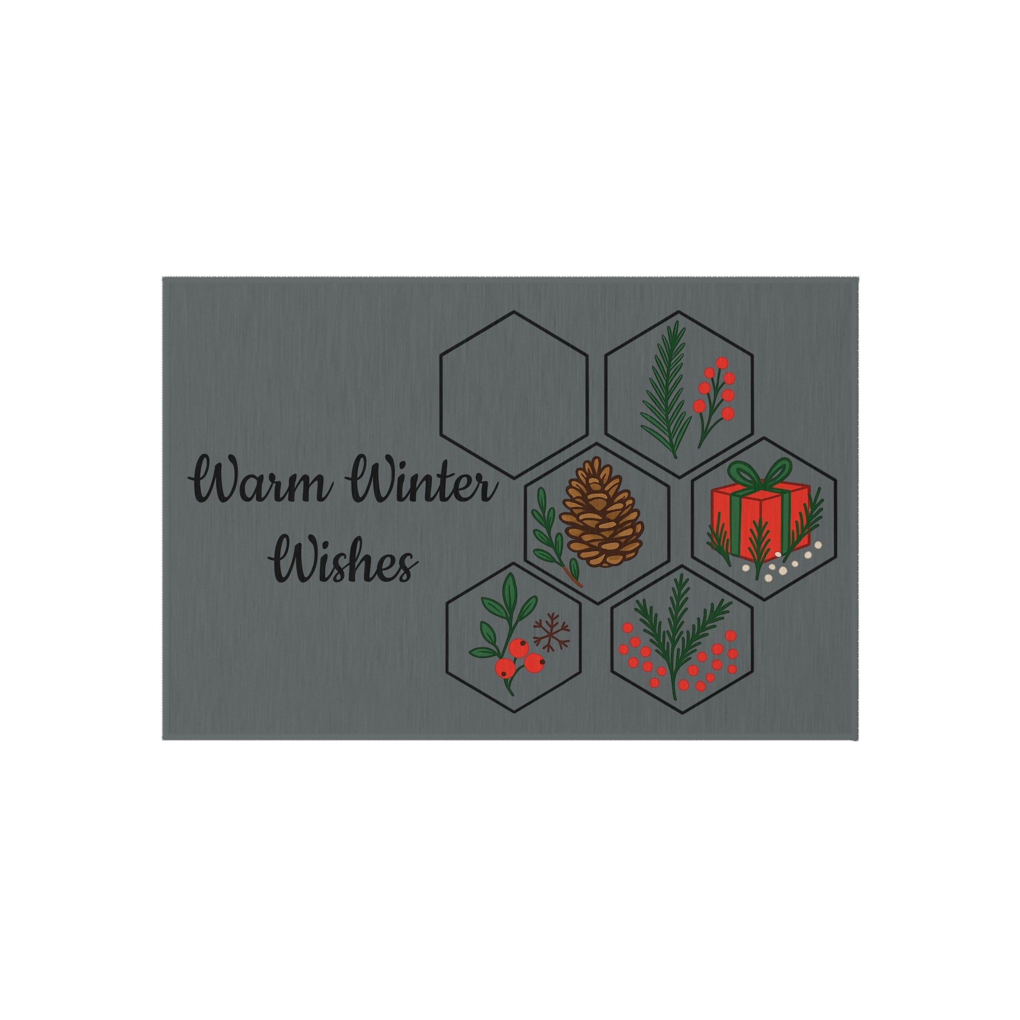 Warm Winter Wishes Outdoor Rug | Holiday Decor, Gift for Hosts, Seasonal Welcome Mat, Rustic Farmhouse Front Porch Decor