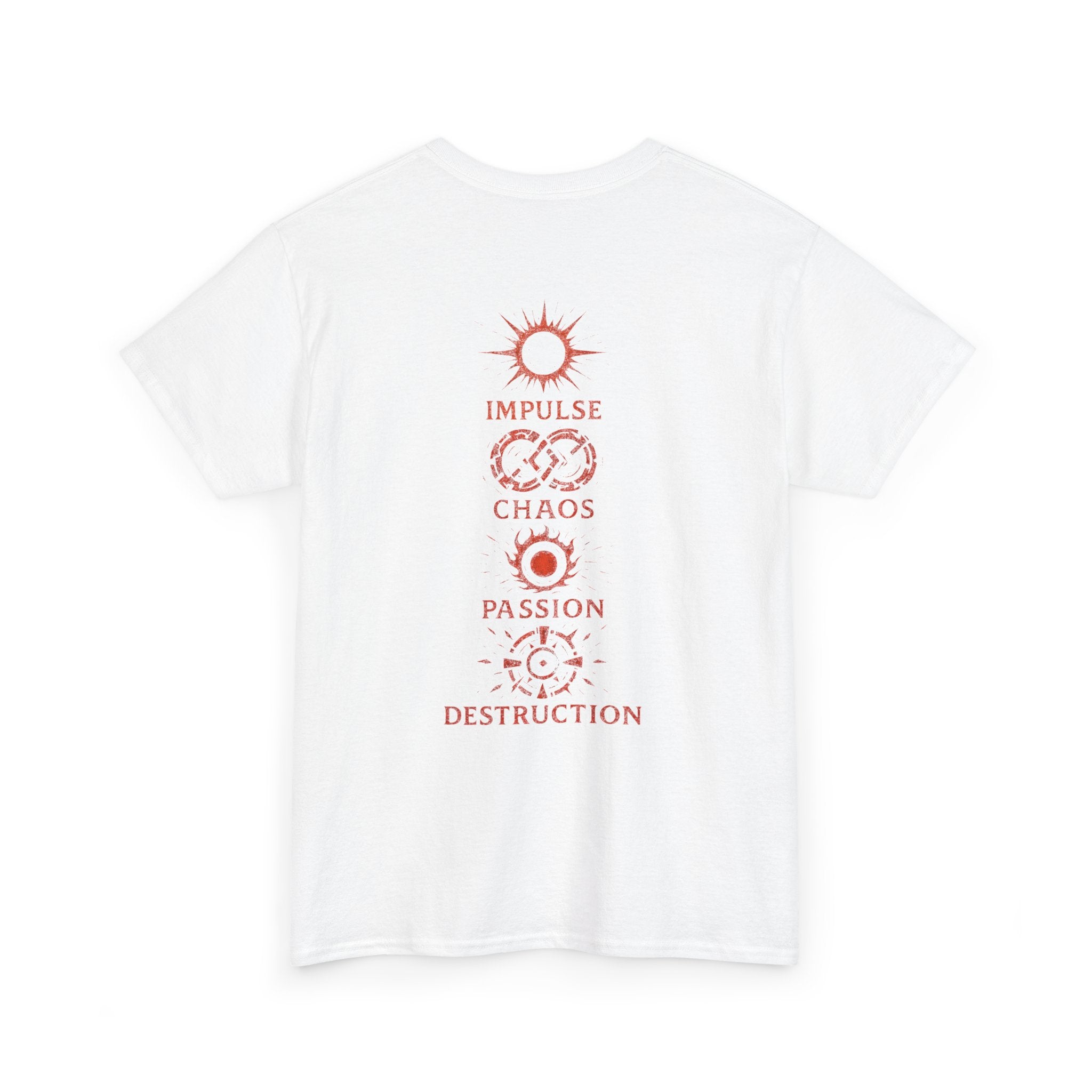Red Mana Emblem T-Shirt — Impulse • Chaos • Passion • Destruction