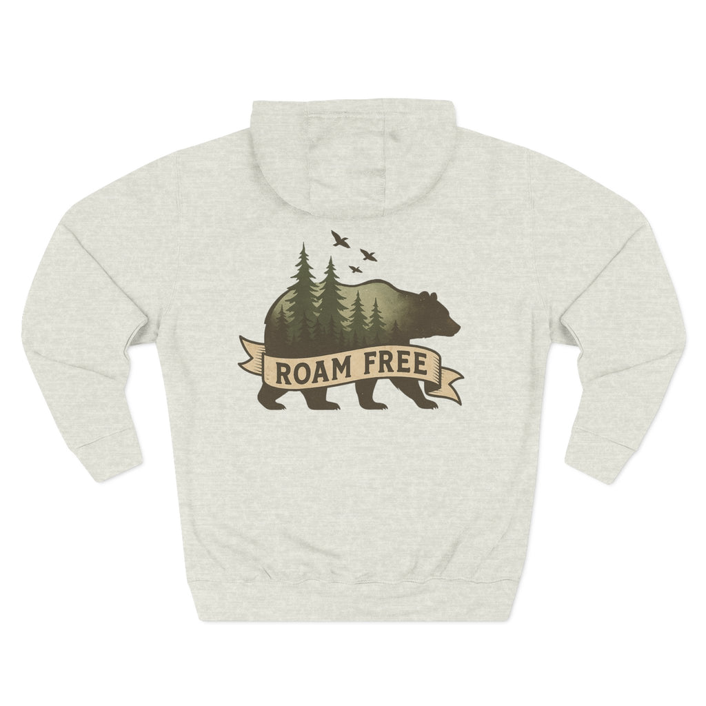 Bear Graphic Fleece Hoodie, Unisex Outdoor Adventure Sweatshirt, Wilderness Cabin Camping Gift, Nature Lover Hiking Apparel, Cozy Mountain