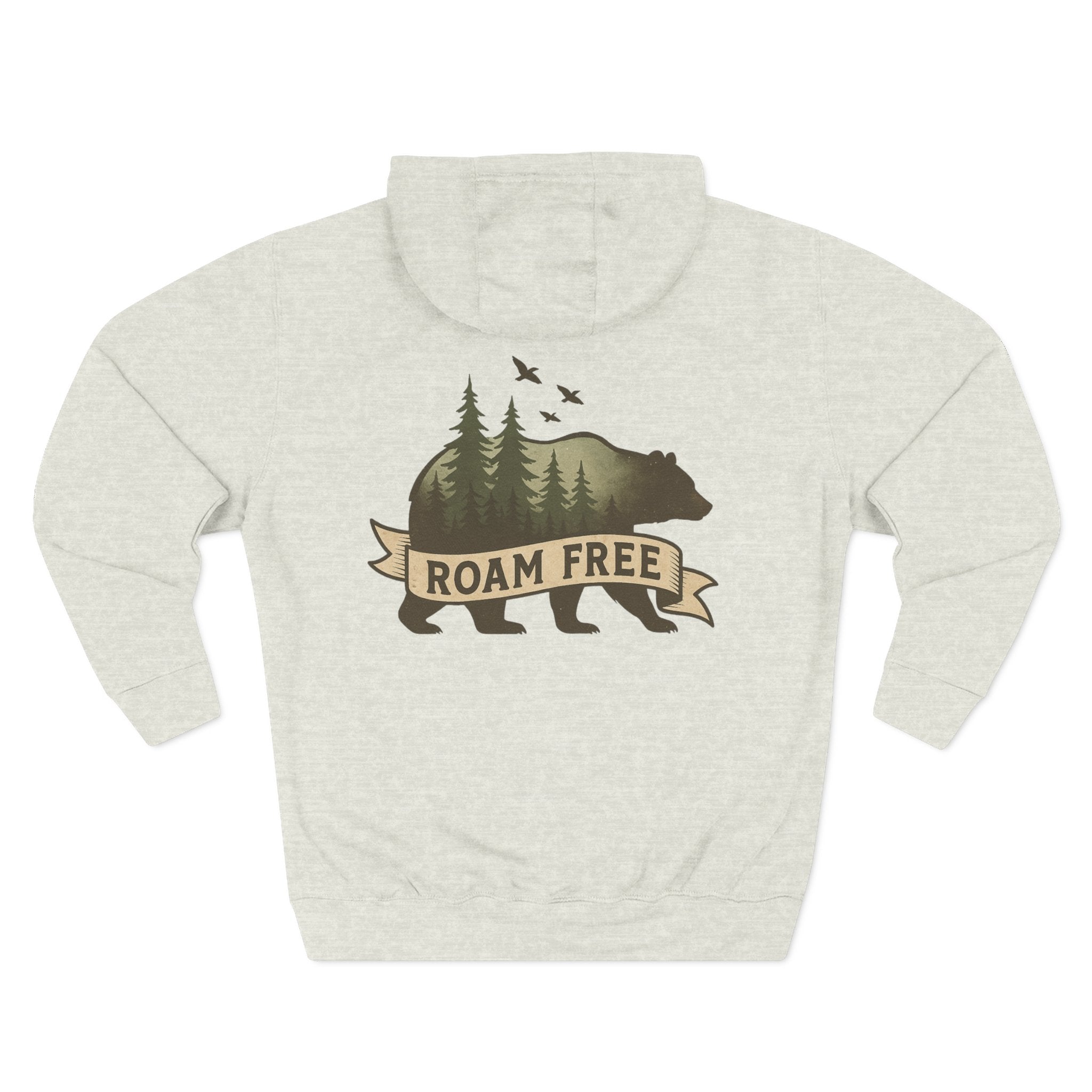 Bear Graphic Fleece Hoodie, Unisex Outdoor Adventure Sweatshirt, Wilderness Cabin Camping Gift, Nature Lover Hiking Apparel, Cozy Mountain