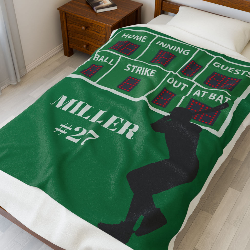 Baseball Blanket, Personalized Sports Team Gift, Last Name and Number, Player Fan Grandparents Parents, Custom Soft Plush Throw, Team Spirit