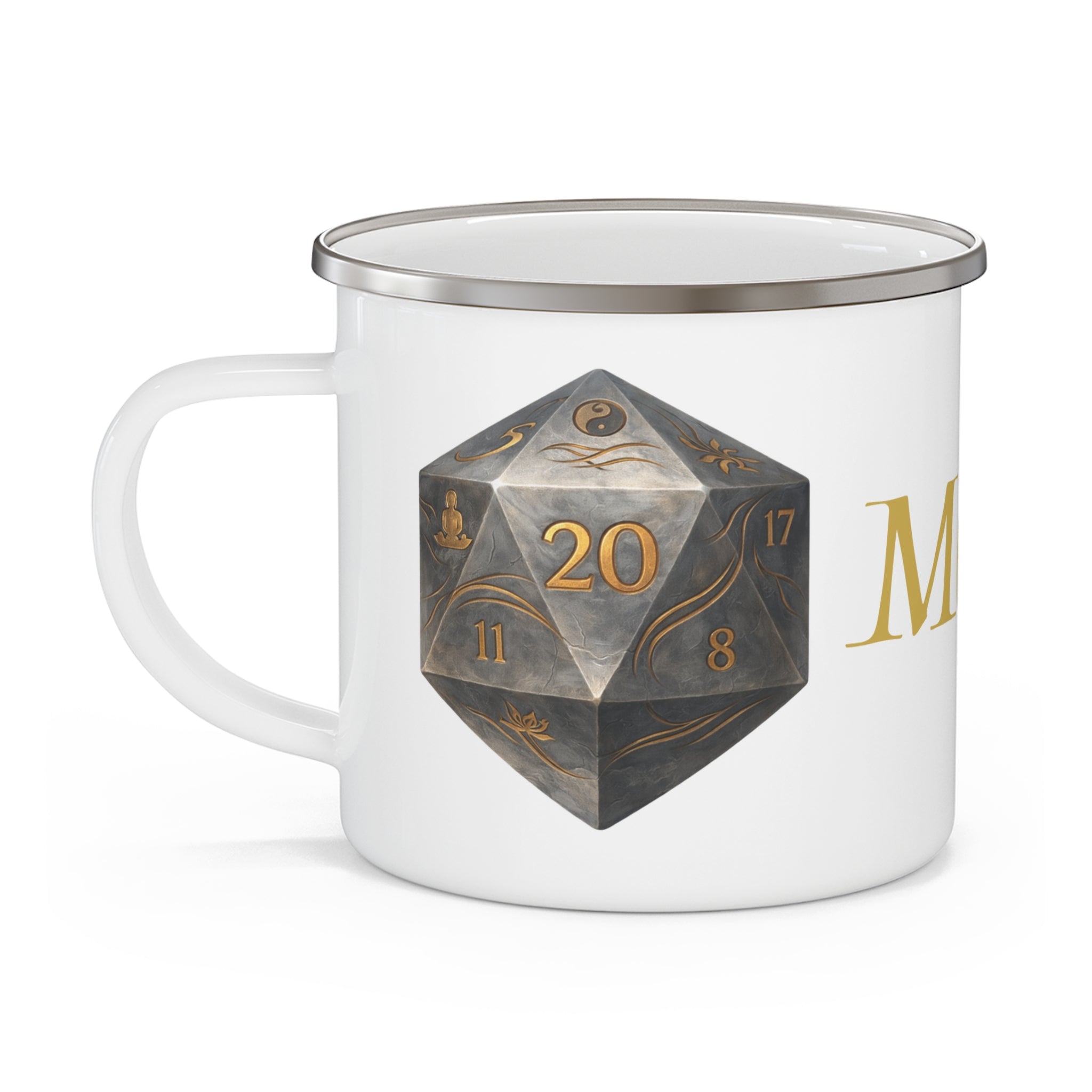 Monk D20 Enamel Mug — Way of Shadow
